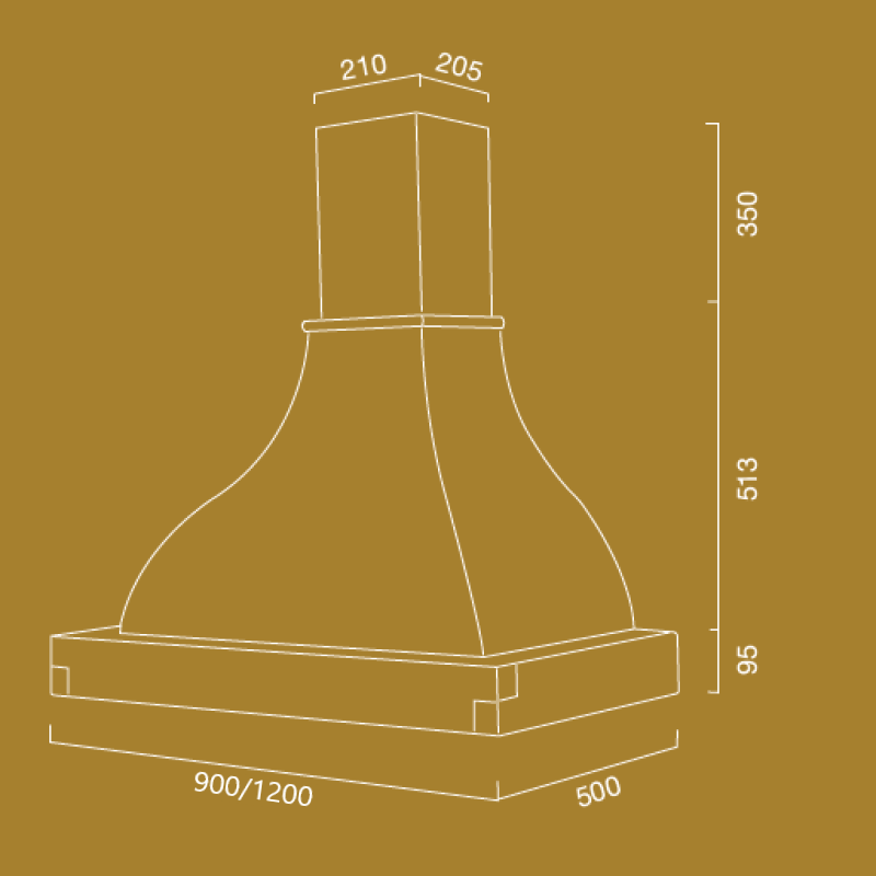 Campana de cocina rústica LALLA blanca con estructura de madera color tabaco 90 cm