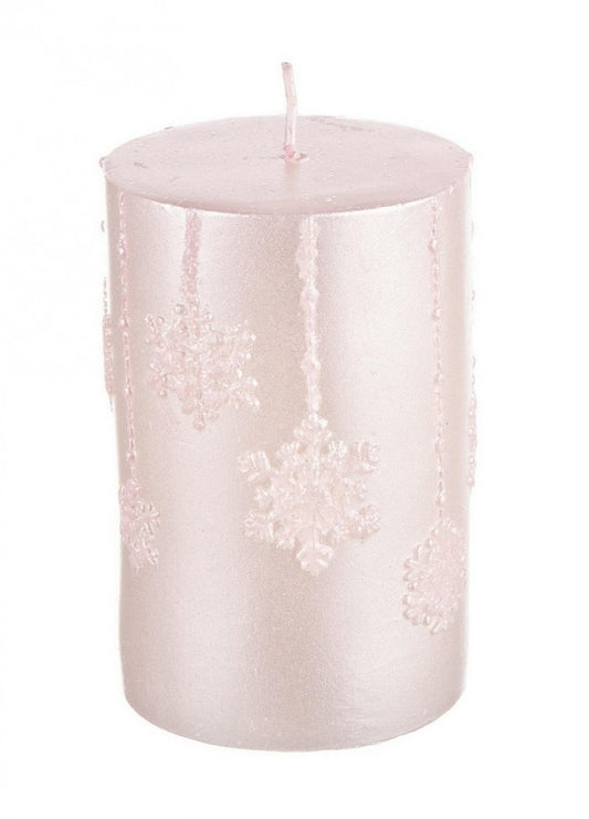 6x Vela cilíndrica rosa perla Alt. 10,5