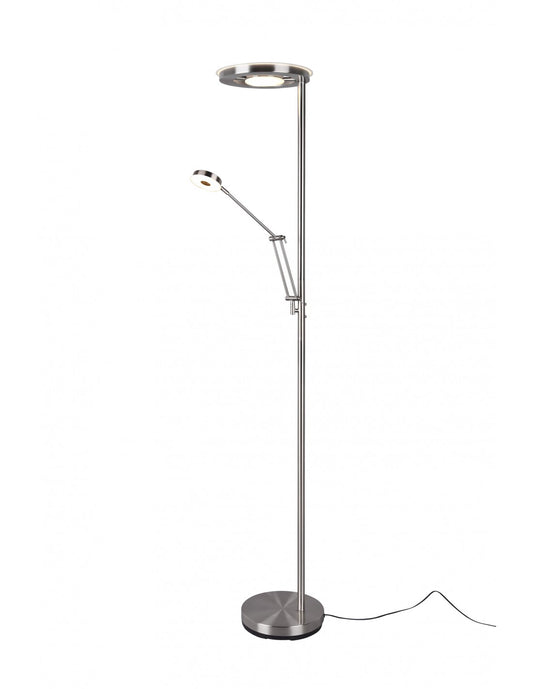 Barrie Nichel Trio Lighting Lámpara de pie con atenuador LED y punto de lectura