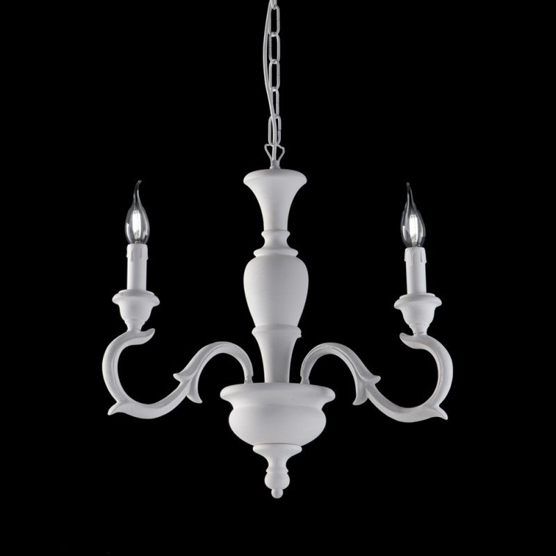 Araña de madera blanca Shabby de tres luces 43x h50 cm