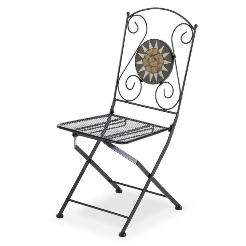Silla plegable plegable en hierro y mosaico para exterior MUSA 2 piezas