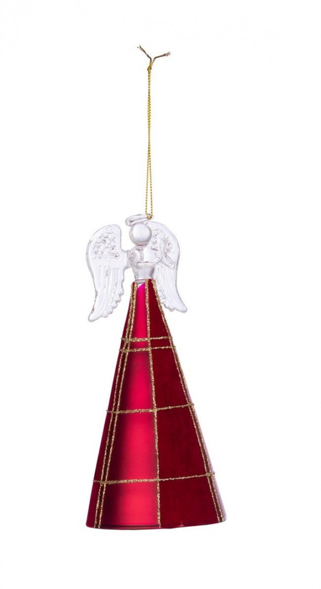 Colgante de ángel rojo aterciopelado Vt 8x Alt. 17,7