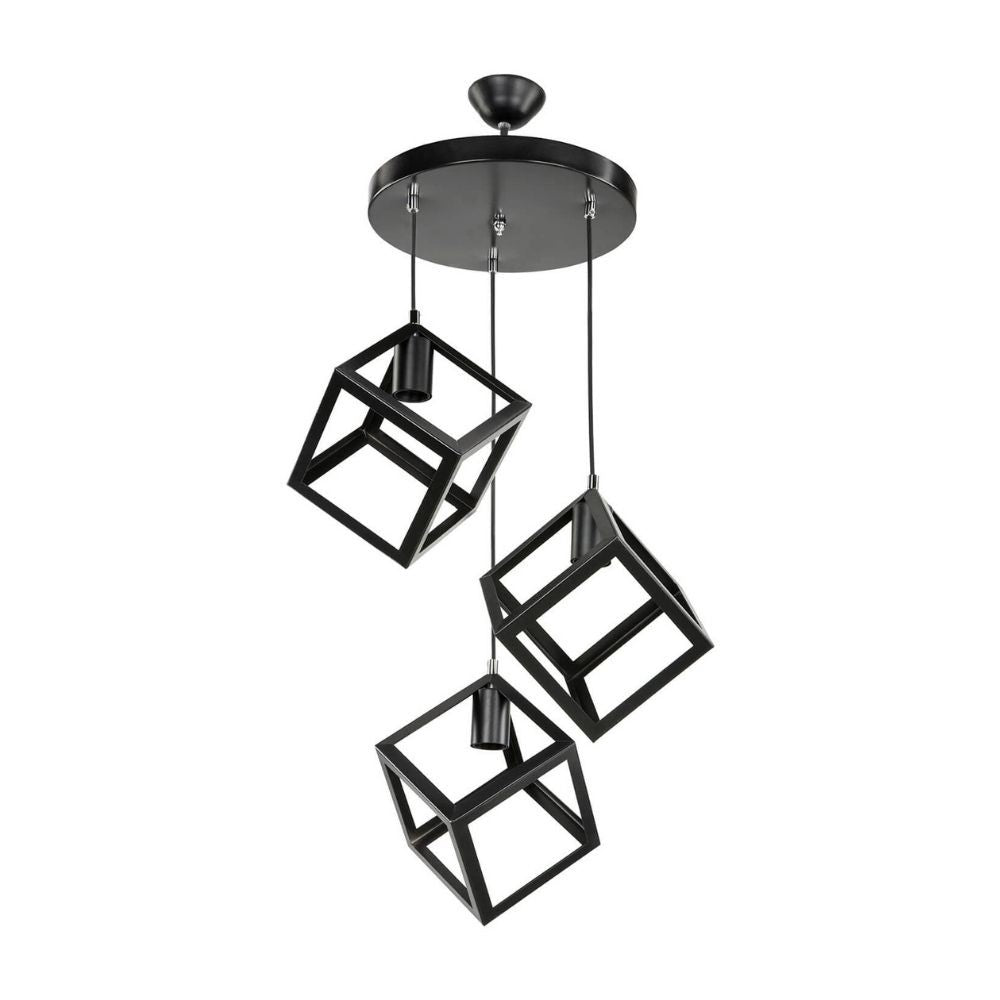 Lámpara colgante Agatha MDL3790 3 cubo negro