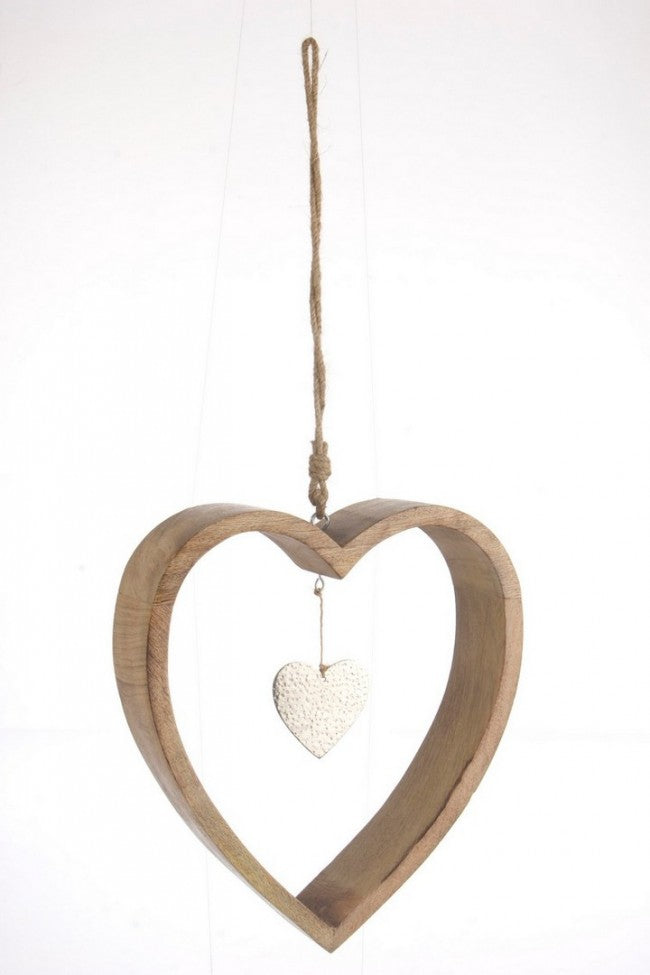 2x Colgante de corazón de madera Ginevra