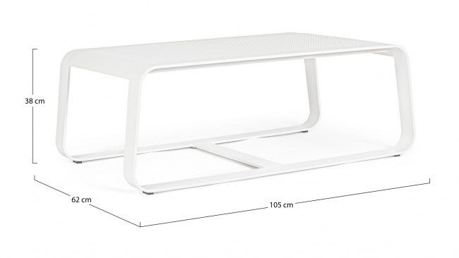 MERRIGAN mesa de centro exterior aluminio blanco 105x62x h38 cm