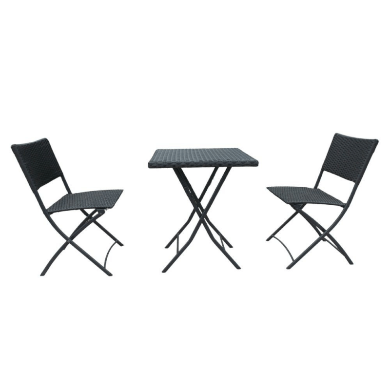 Set WRB015 Mesa y sillas plegables de ratán negro