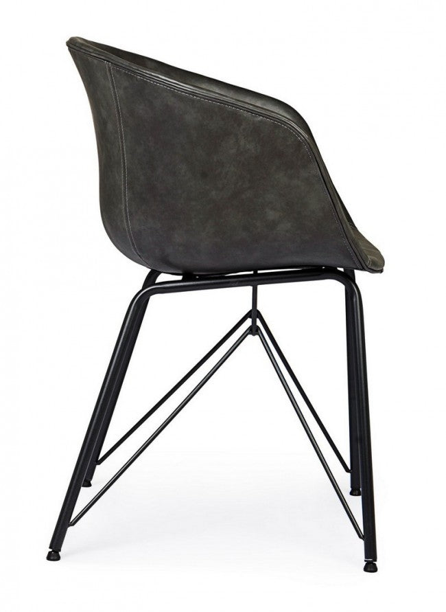 Silla Warhol vintage de ecopiel antracita