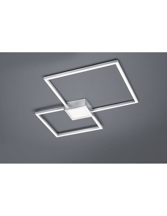 Lámpara de techo LED Hydra Double Square 28w Níquel L65 cm Regulable Trio Lighting