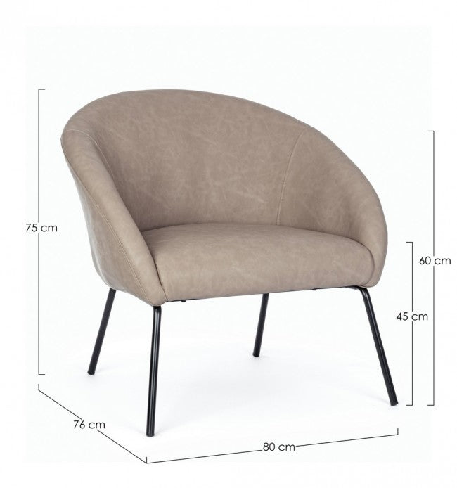 Sillón gris tórtola en terciopelo de diseño
