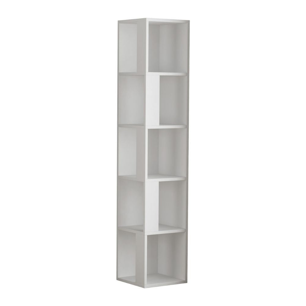 Librería rinconera piano blanca 5 estantes 31,4x31,4x158,9