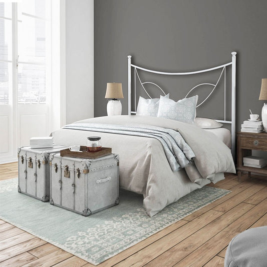 Cama queen size de hierro con estructura de hierro TULIPANO Blanco 126x202x h117 cm