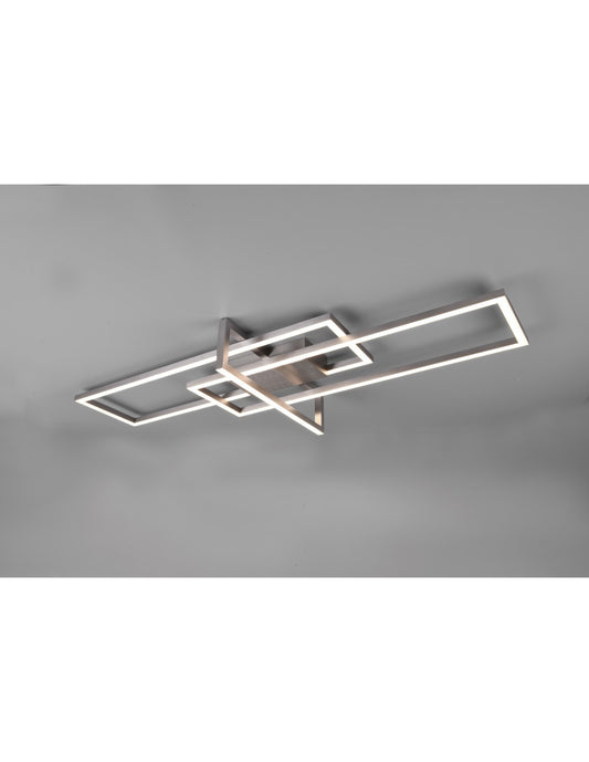 Salinas Plafón 3 LED rectángulos 34w Níquel L100 cm Regulable Trio Lighting
