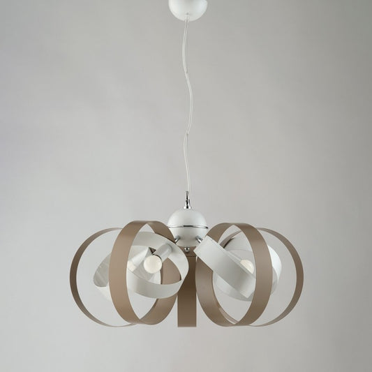 Lámpara colgante de hierro de cinco luces gris tórtola blanca 58x h26 cm
