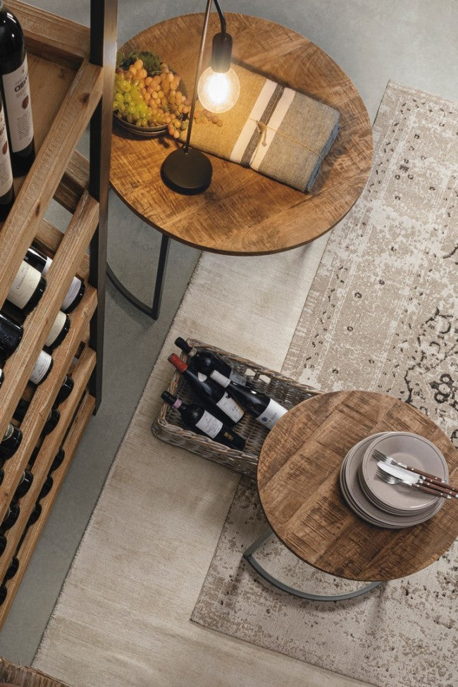 Juego de 3 mesas de centro Narvik de acero y madera.