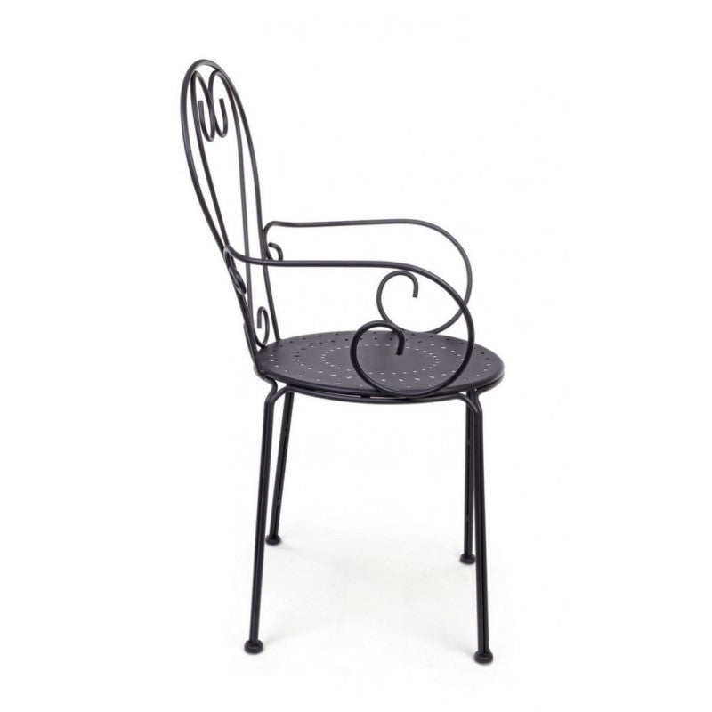 Silla De Jardín Con Reposabrazos En Acero Antracita Etienne 49X49X H89 Cm