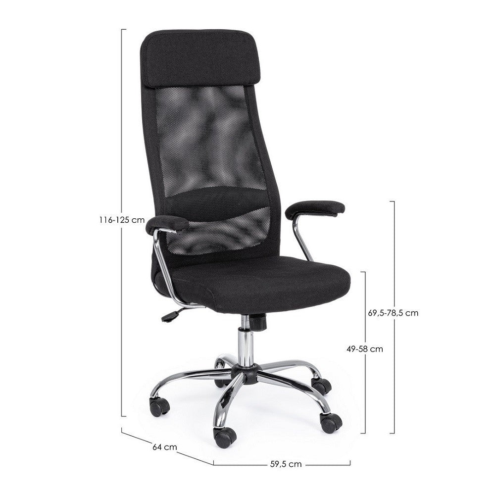 Sillón de oficina Clarissa con reposabrazos de acero tejido negro