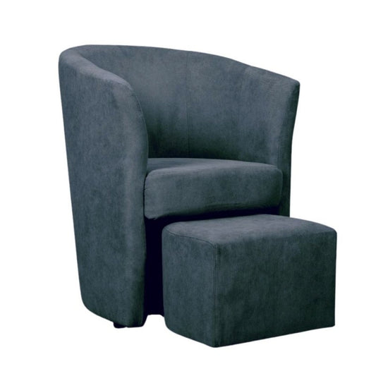 Sillón de tela con puf extraíble DJERBA Gris oscuro 63,5x 62,5x h76 cm