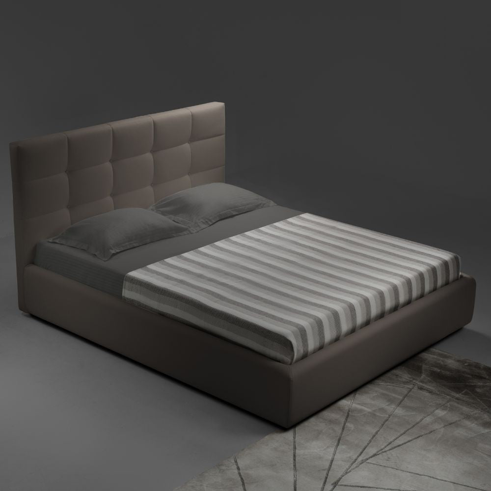 Cama doble con contenedor Napoli gris tórtola