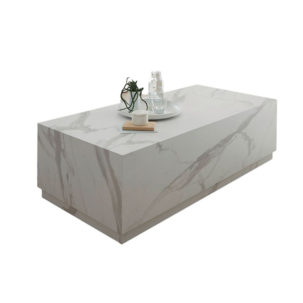 Mesa de salón Marko efecto mármol blanco