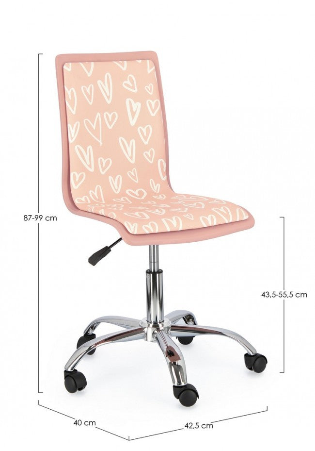 Silla de oficina Young Hearts acero símil piel 42,5 x 40 x 87 cm