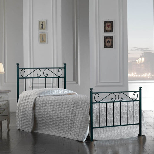 Cama individual de hierro con pie de cama Negro TEVERE 92x208x h117 cm