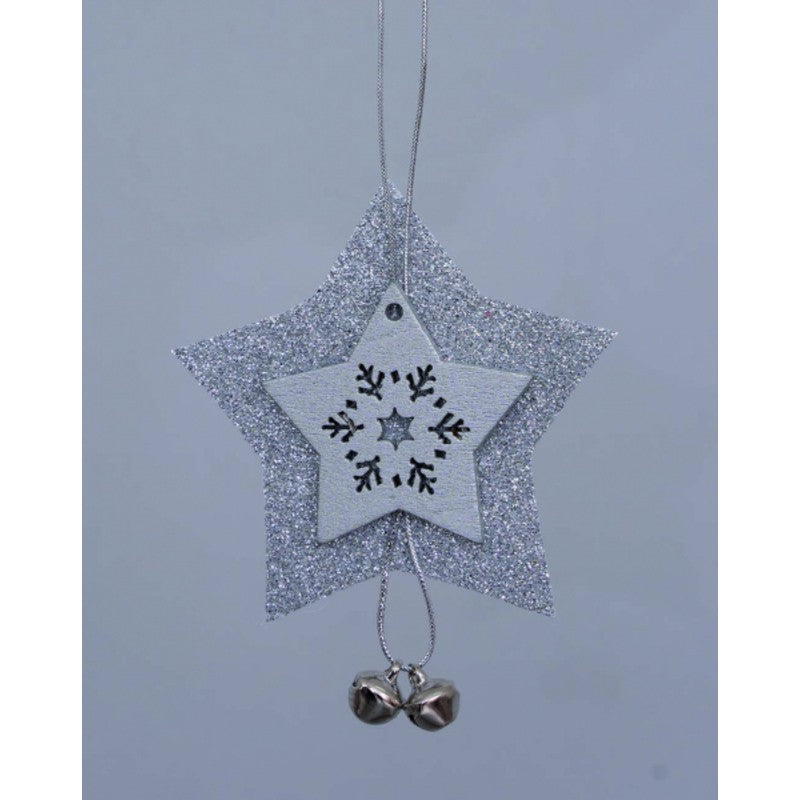 Percha Estrella Plata para árbol de Navidad 8 cm