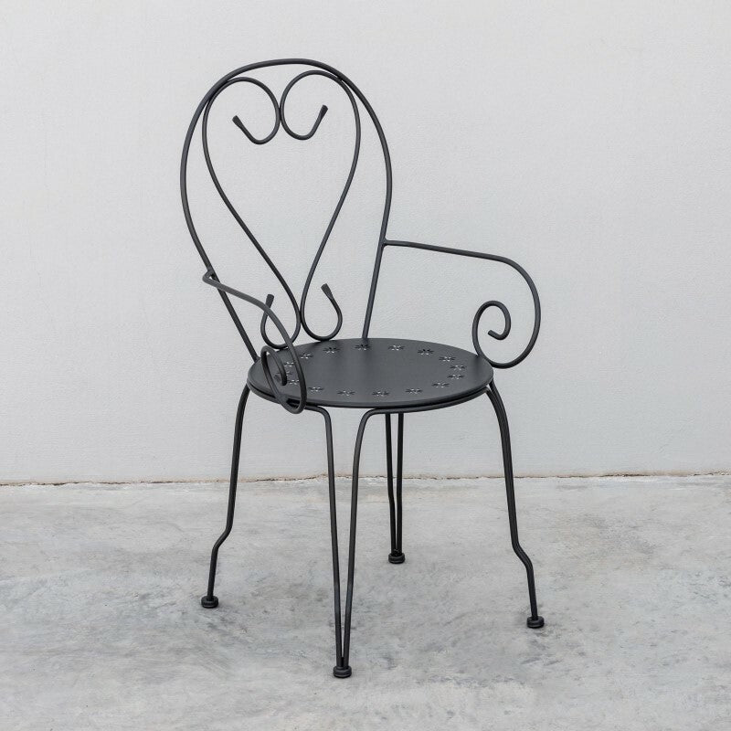 Silla De Jardín Con Reposabrazos En Acero Gris Oscuro Paris 49X50X H80 Cm