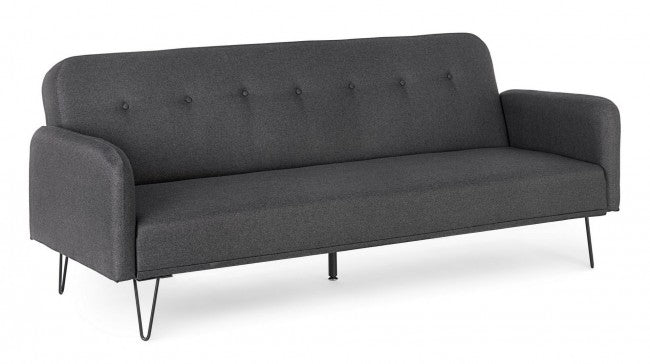 Sofá cama de tres plazas en tejido BRIDJET Negro 200x82x h81 cm