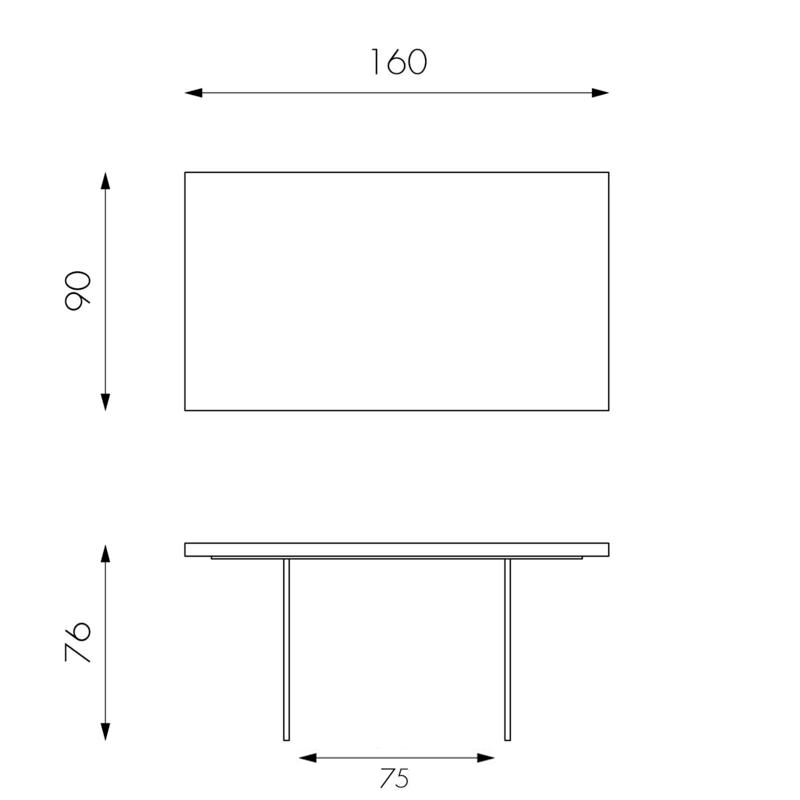 Mesa fija de roble termotratado 90x160x76h cm