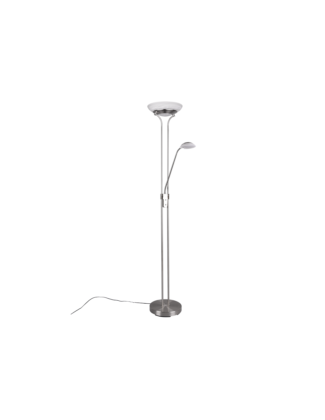 Lámpara de pie LED regulable con foco de lectura Orson Nichel Trio Lighting