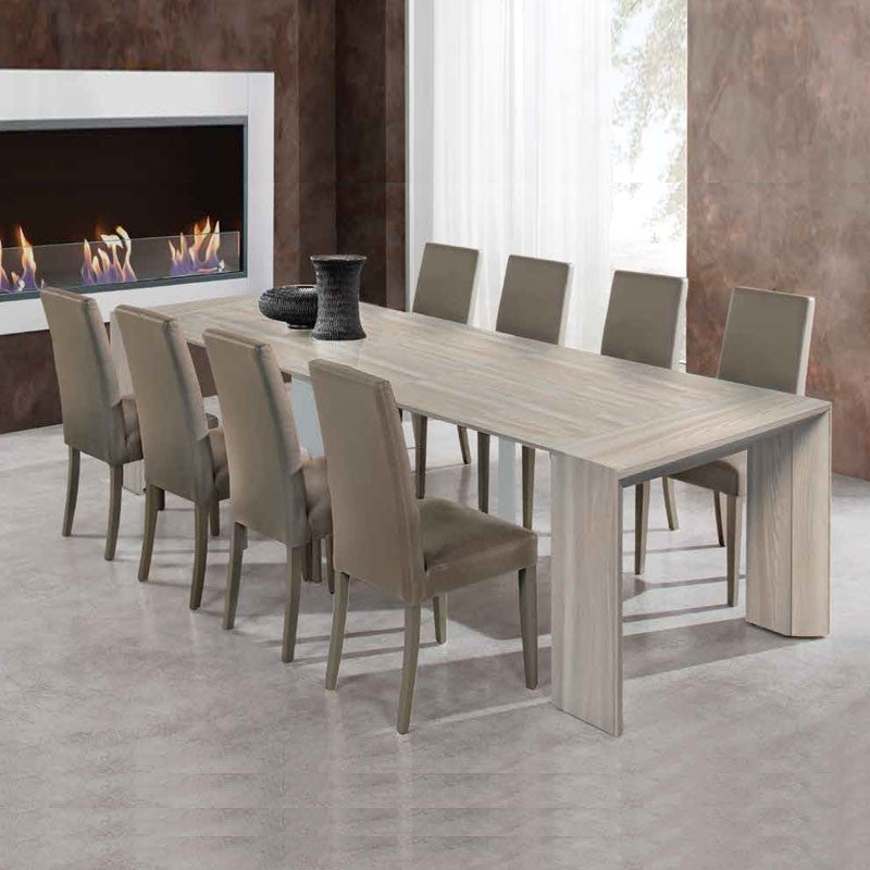 Mesa consola con 5 extensiones acabado olmo 90x48xh.76 cm