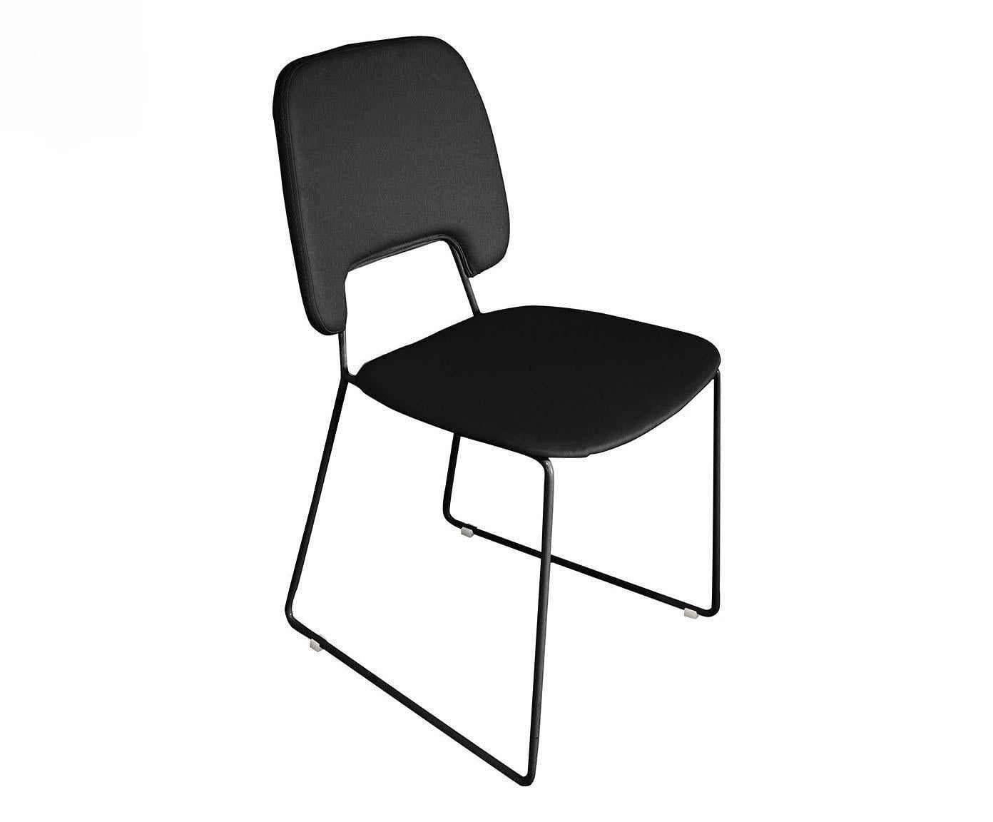 2x Silla de piel sintética y asiento negro 47,5x45,5x89h cm