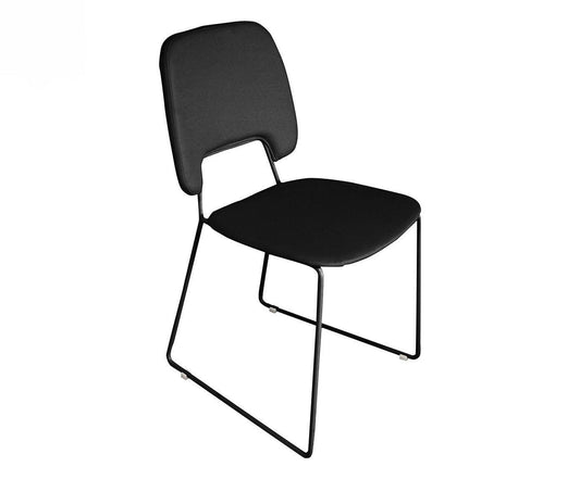2x Silla de piel sintética y asiento negro 47,5x45,5x89h cm