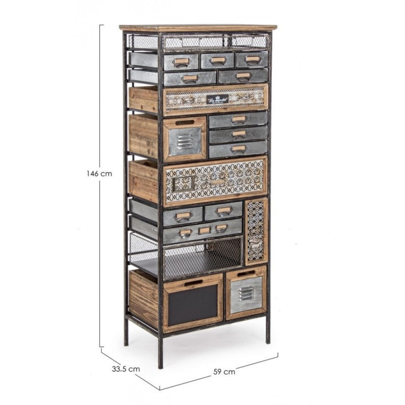 Cómoda de acero con diecinueve cajones Antracita OFFICINA 59x33,5x h146 cm