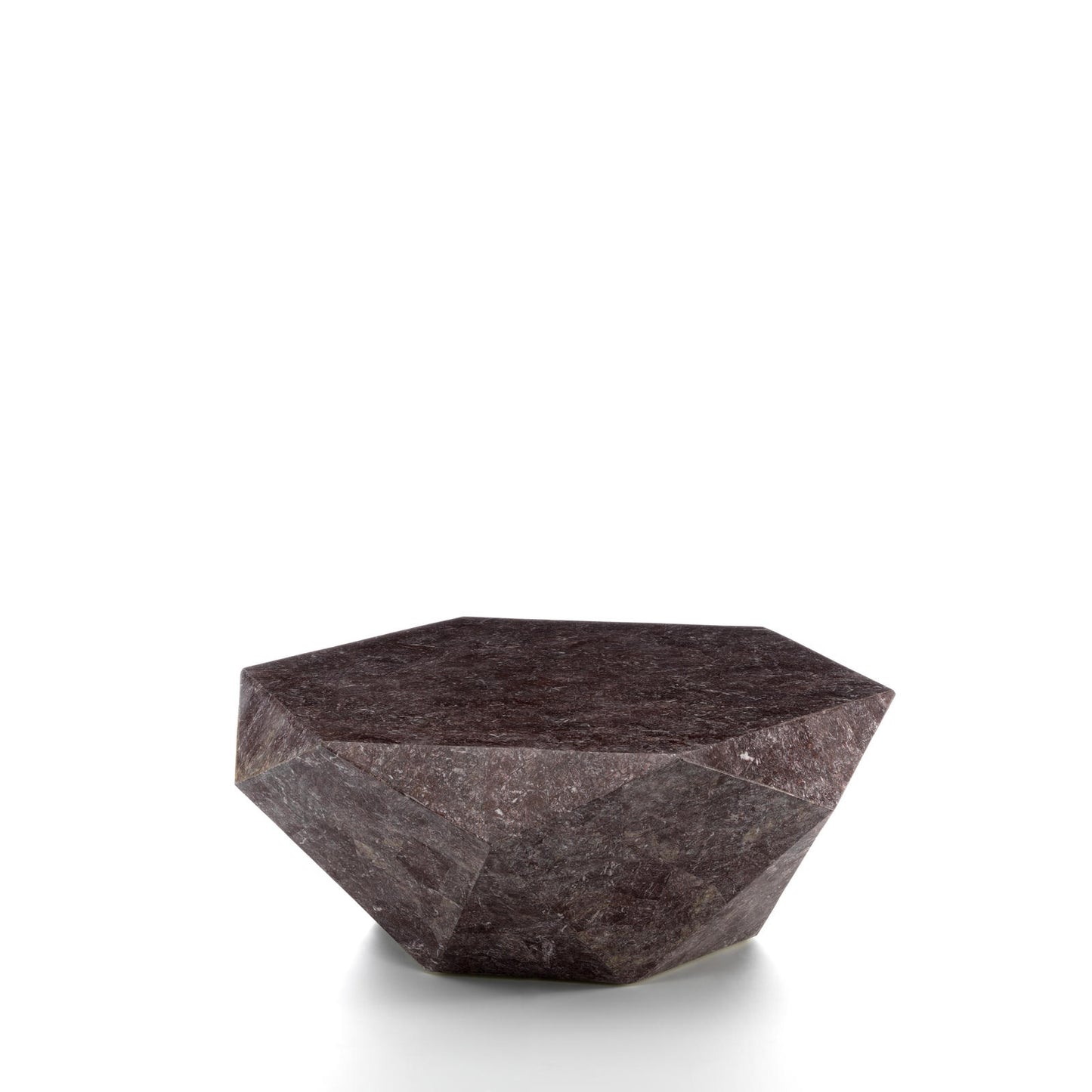 Mesa de centro de piedra fósil con tapa violeta 102x102x40h cm