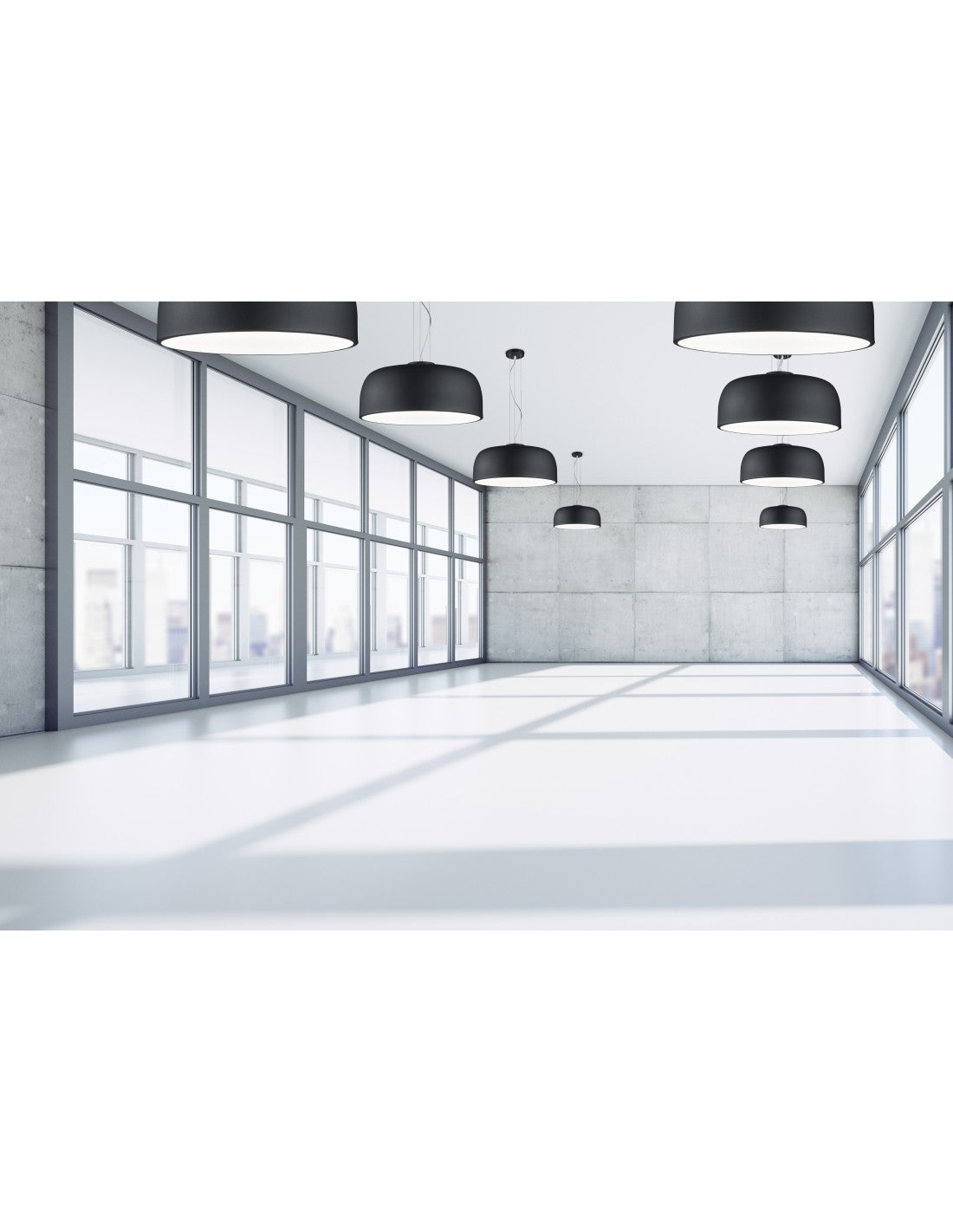 Iluminación moderna en trío de 4 luces Baron con suspensión de metal negro