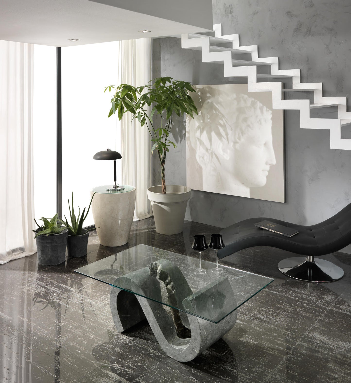 Mesa de centro gris transparente 70 cm x 120 cm Alt. 36 cm