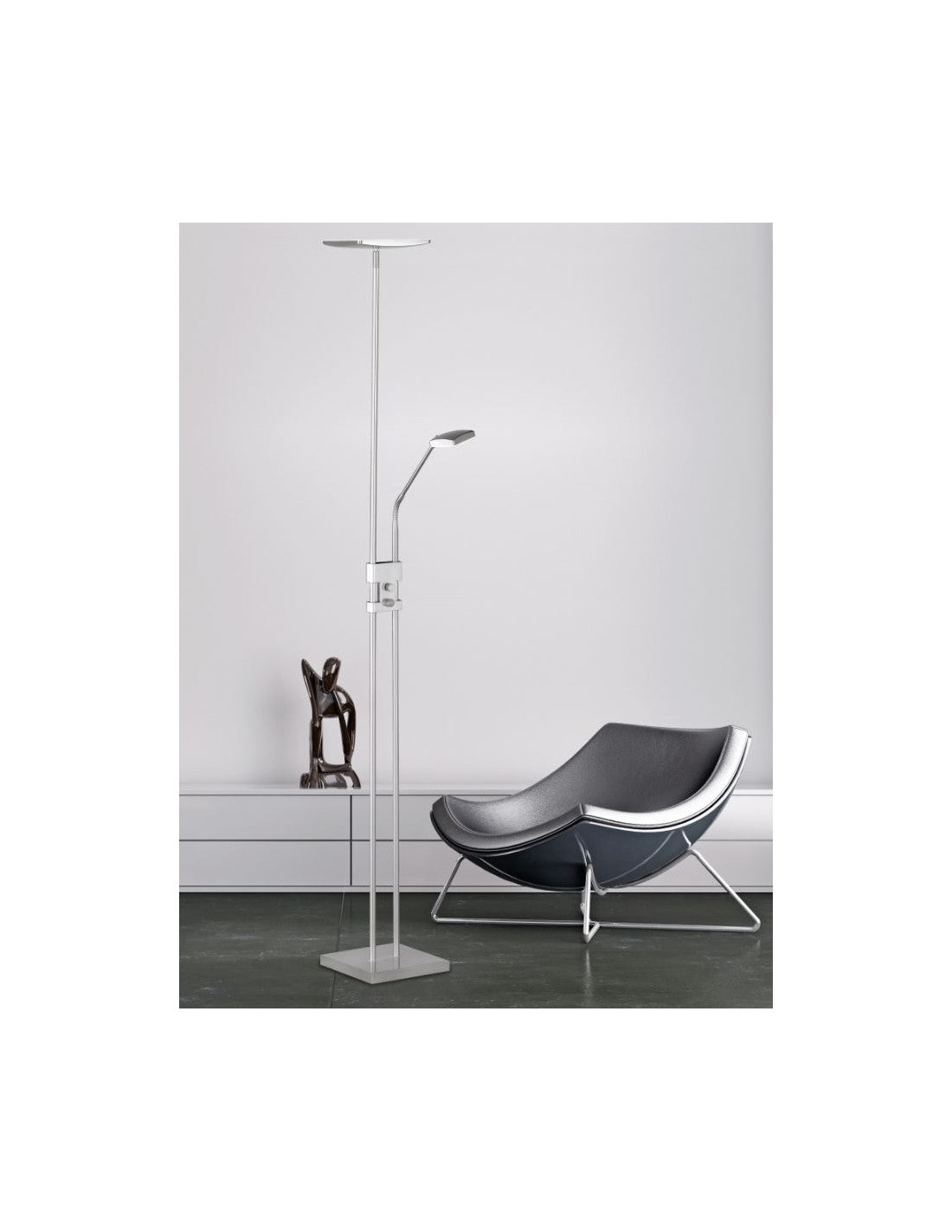 Lámpara de pie 2 LED Luke Níquel Luz Regulable Trio Lighting
