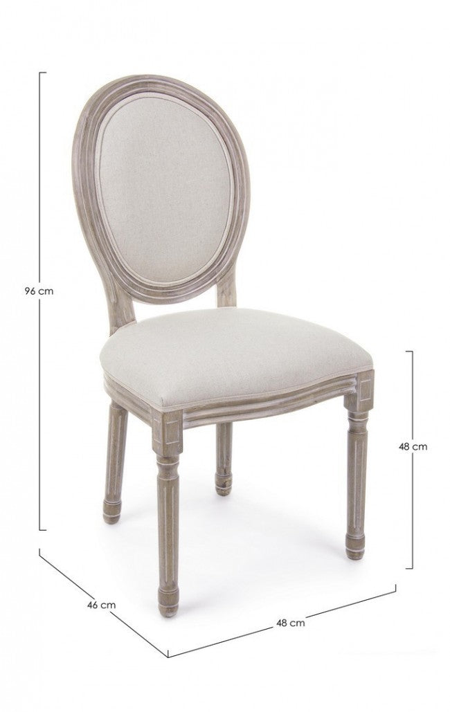 2x Silla blanca natural tapizada en tela de estilo clásico