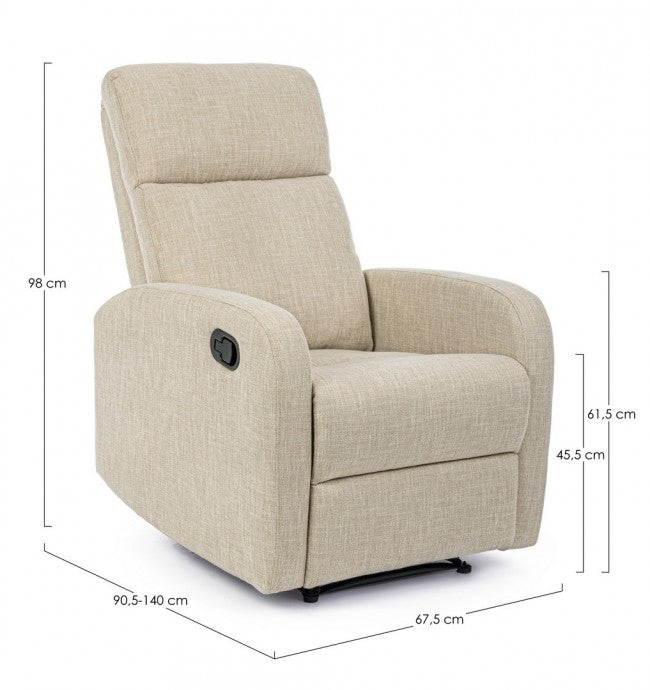 Sillón reclinable manual en tejido Iris beige