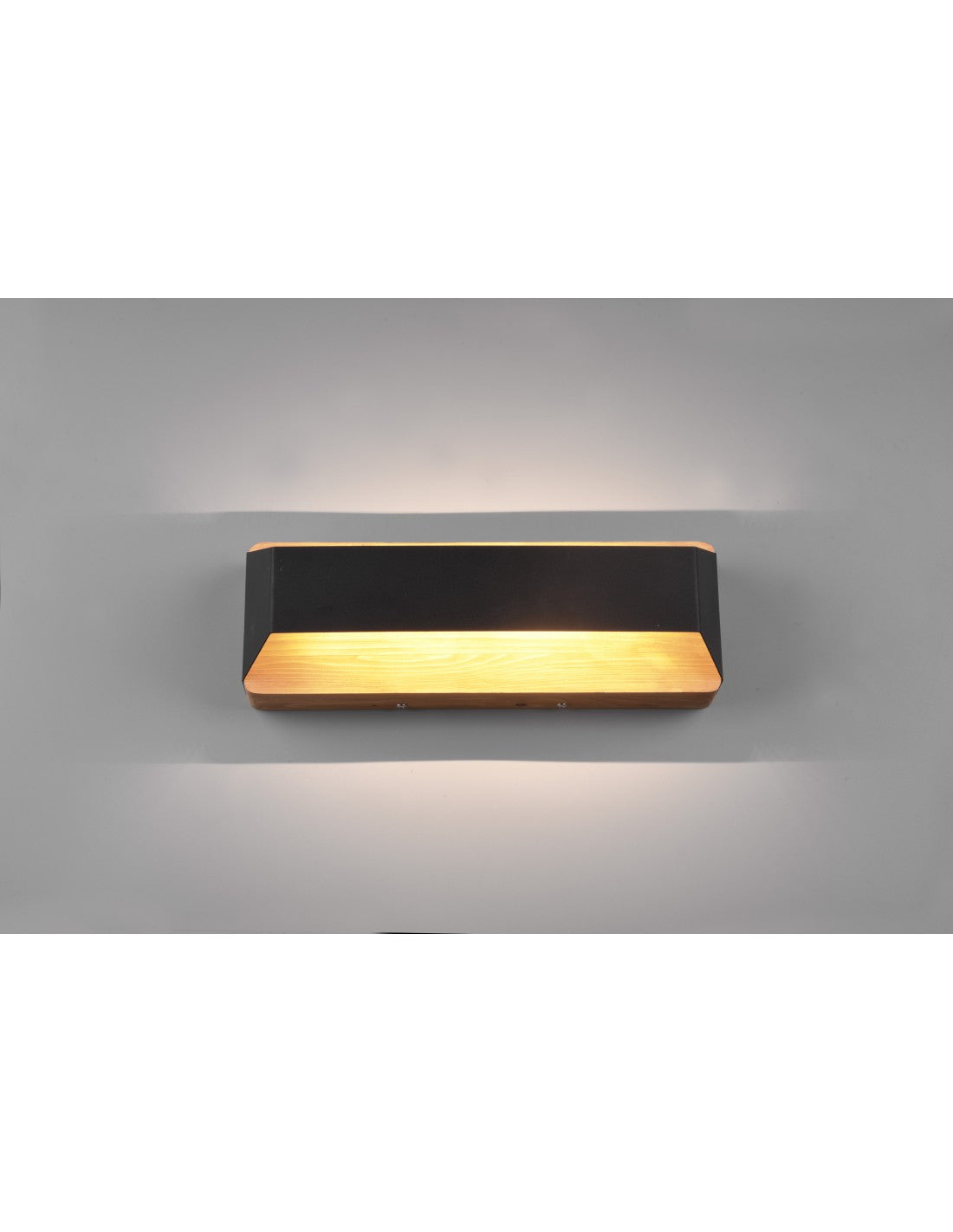 Lámpara de pared rectangular Doble emisión LED Arino Black Wood Trio Lighting