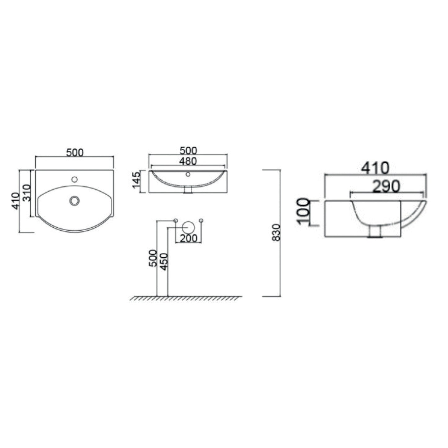 Lavabo de pared LP95 - Blanco 50x40 cm