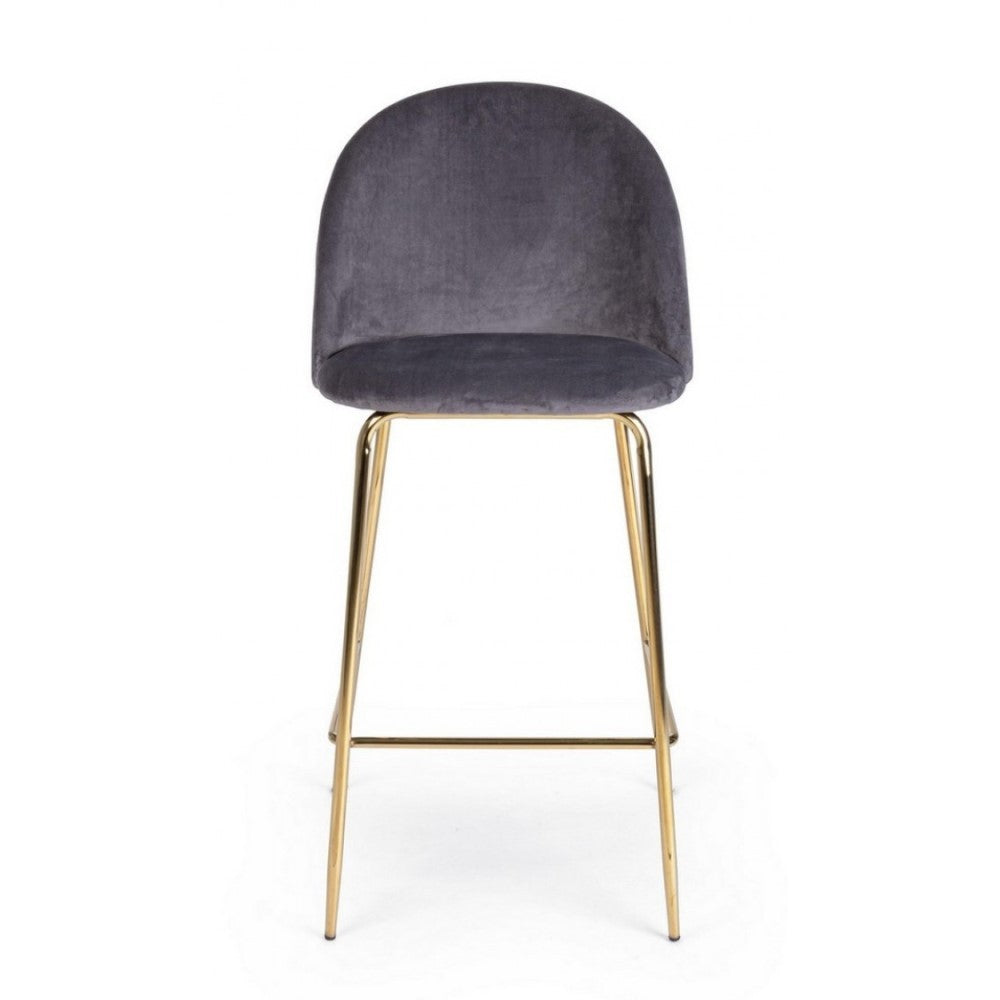 Taburete Bar Carry de diseño contemporáneo en terciopelo gris oscuro