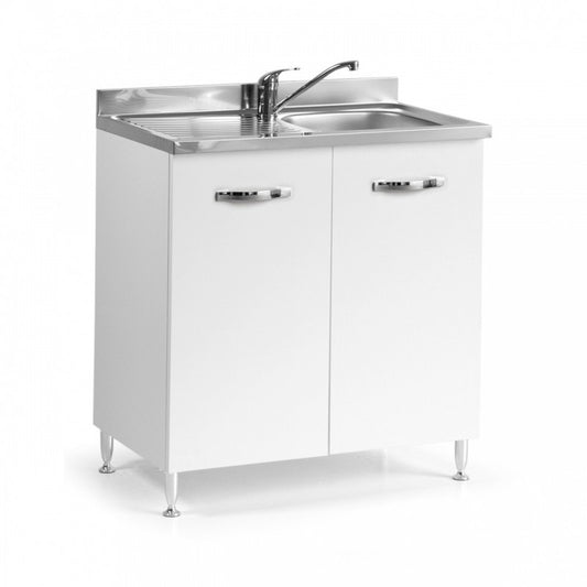 Fregadero de cocina de fresno blanco con 2 puertas 80x50xH 85 cm