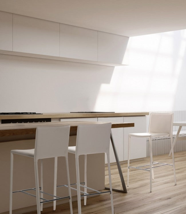 2x Taburete de diseño de ecopiel blanca