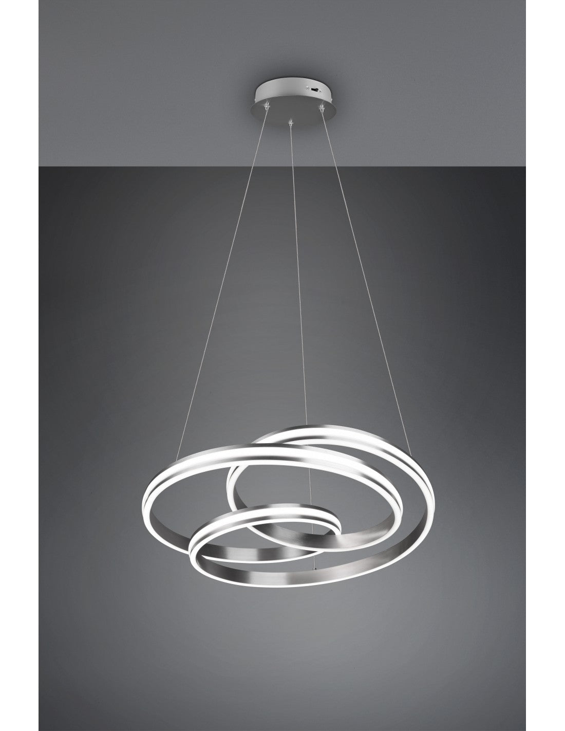 Lámpara de araña de vórtice moderna Yara níquel Led Dimmer Trio iluminación