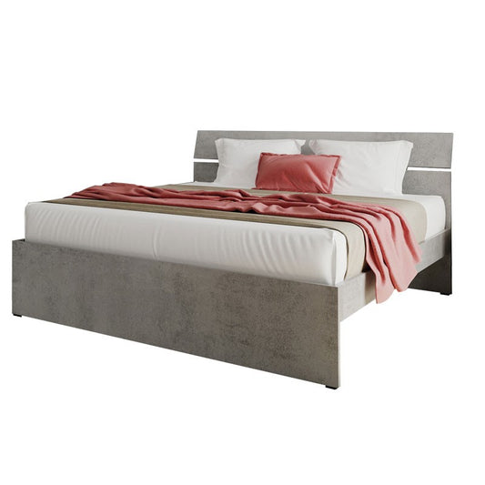 Cama doble para dormitorio en color gris hormigón 200x171xH 98 cm
