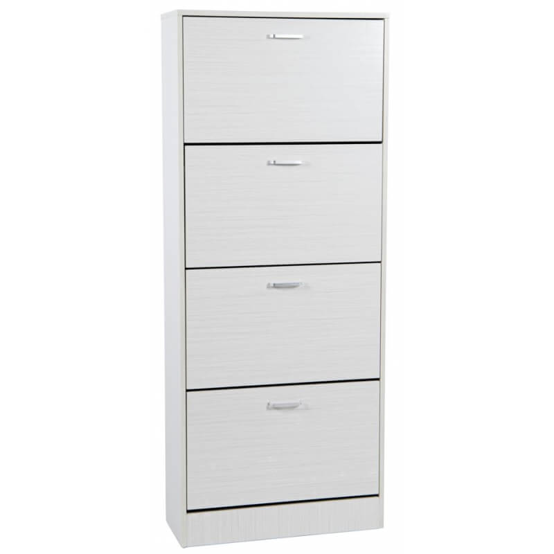 Zapatero de aglomerado - 4 puertas, 63x24x155, madera blanca