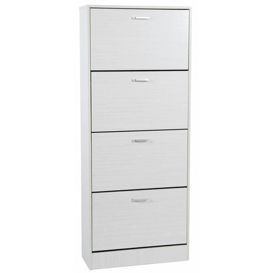 Zapatero de aglomerado - 4 puertas, 63x24x155, madera blanca