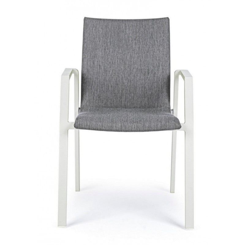 Silla de jardín apilable de exterior gris blanco